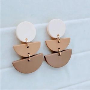 NEW Boutique Geometric Neutral Statement Earrings